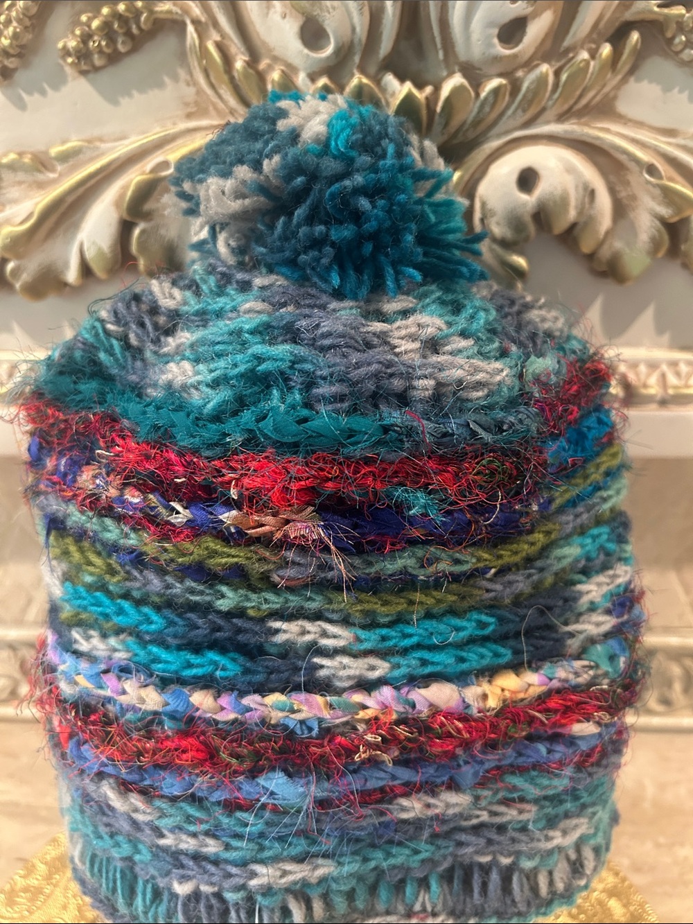 Handcrafted Multicolor Knit Pom-Pom Beanie Handcrafted in Nepal